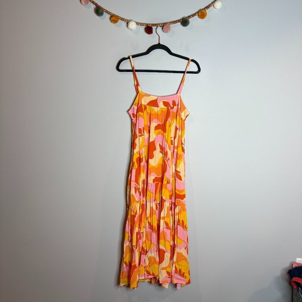 Abel The Label Anthropologie Orange Pink Boho Maxi Dress - Picture 2 of 7
